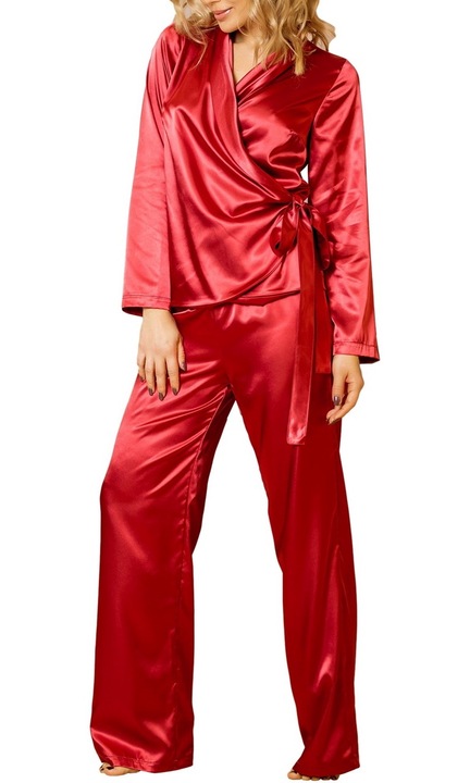 Pijama din satin Kalimo, RAWA, Visiniu