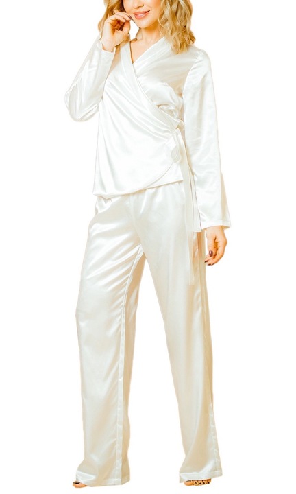 Pijama din satin Kalimo, RAWA, Ecru