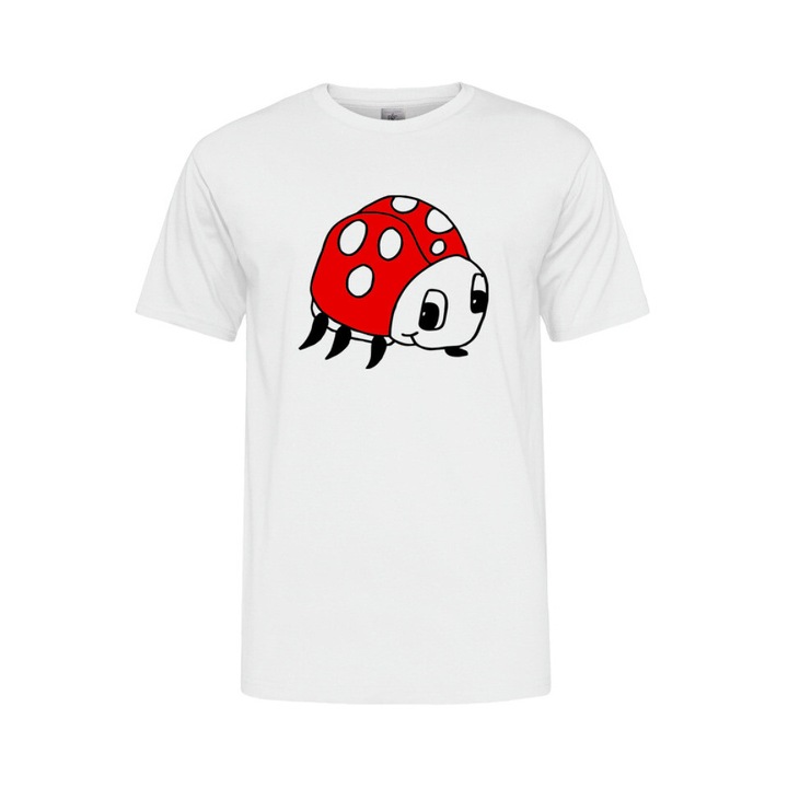 Nyomtatott, Férfi kerek nyakú póló, Katicabogár, Fehér, 3XL