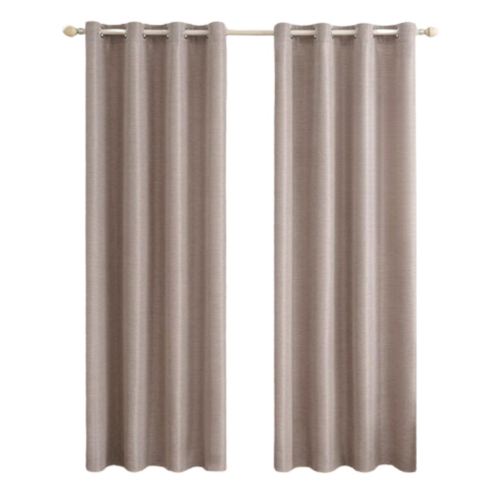 Perdele cu inele, 136 x 176 cm, Opace, pentru Intunecarea camerei, Protectie termica si lumina, perfect pentru Ferestre si Usi Dormitor/ Living, Set 2 bucati, Maro deschis