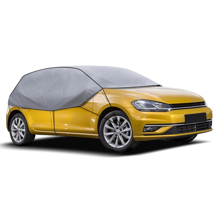 Semi prelata auto combi M-L, Metru Patrat, universala, all season, impotriva caldurii, ploii, zapezii si a inghetului, rezitenta UV, impermeabila, dimensiuni 75 cm inaltime x 275-295 cm lungime, gri