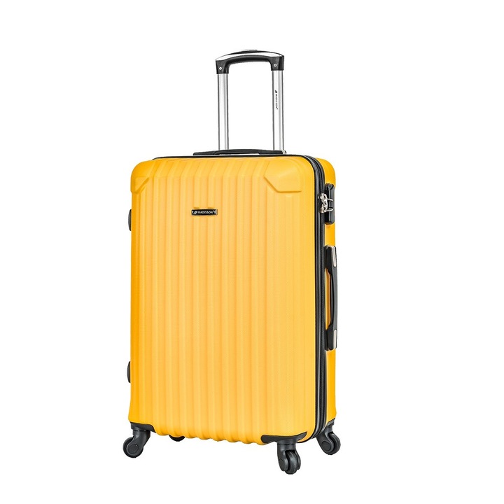 Troler mediu Madisson SW44204, ABS, 4 roti, cifru, 66 cm, galben