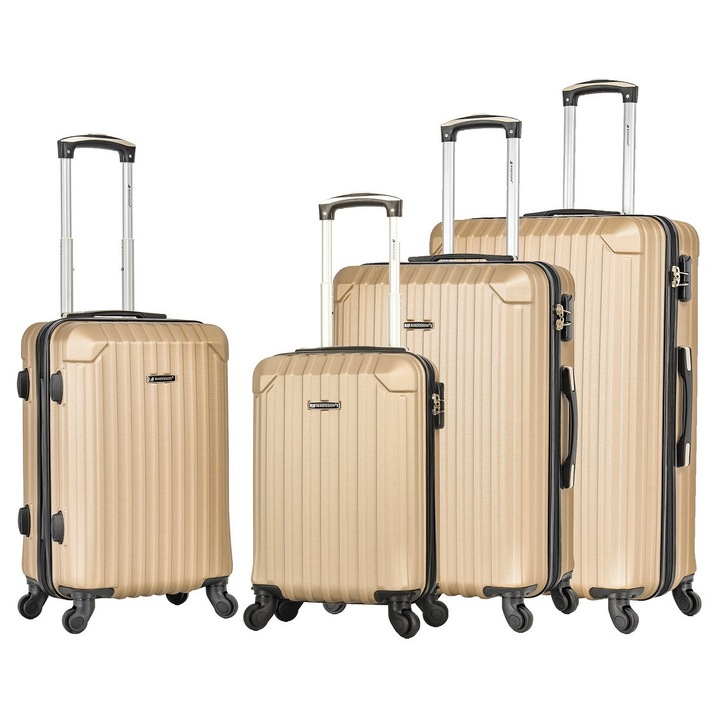 Set trolere Madisson SW44204, ABS, 4 roti, cifru, 4 piese, auriu