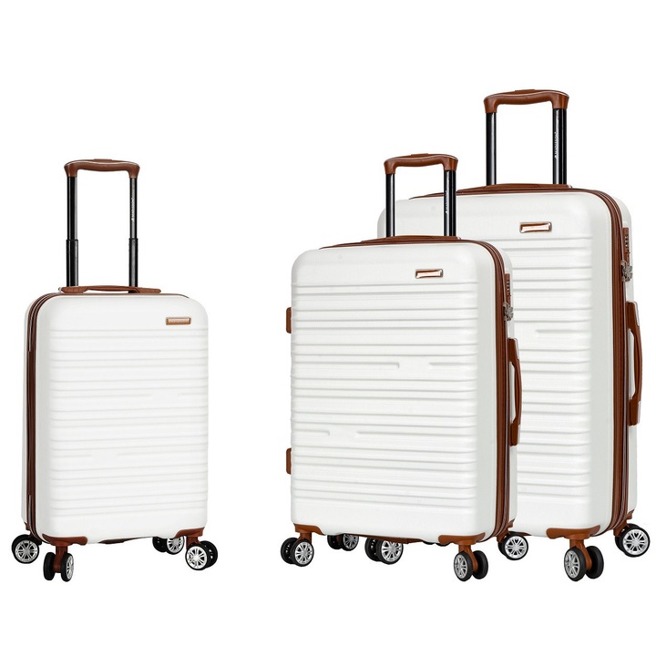 Set trolere Madisson SW33803, ABS, cifru, 4 roti duble, 3 piese, alb/milky