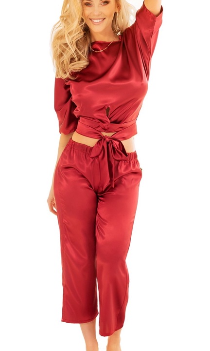 Set pijama din satin Kalimo, PATONG, Visiniu