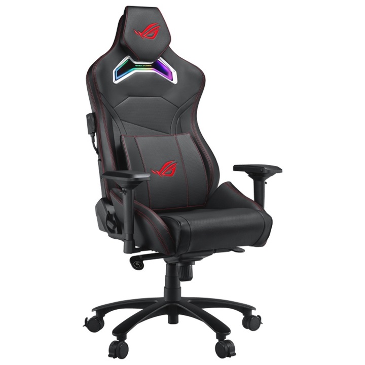 Scaun gaming ASUS ROG Chariot X negru, iluminare aRGB, tetiera ajustabila pe inaltime
