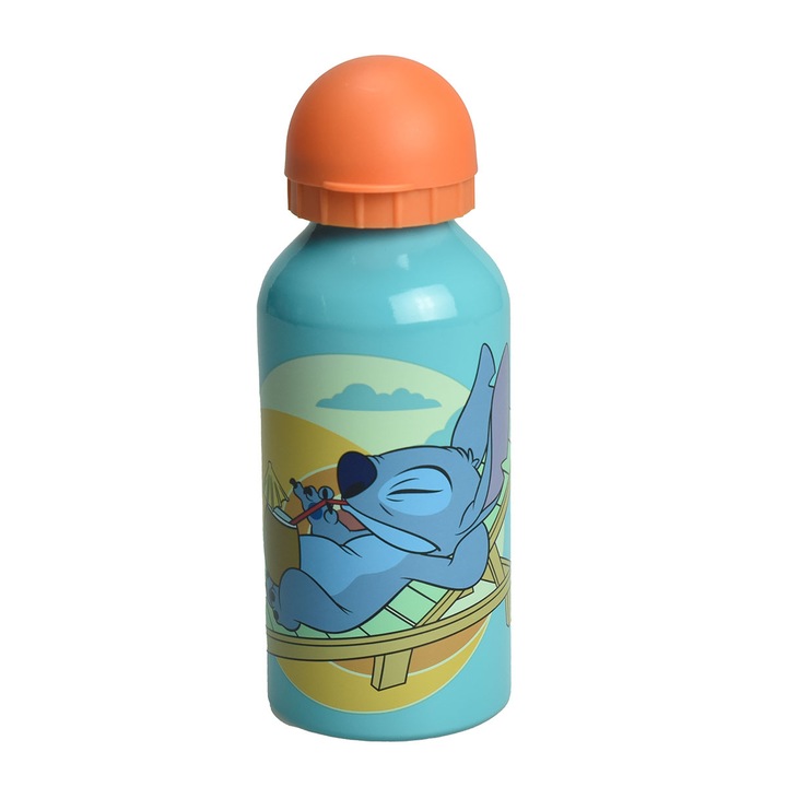 Sticla apa Lilo & Stitch Chill, aluminiu 400 ml Albastru