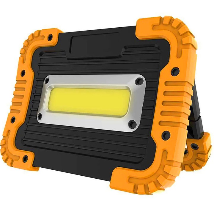 Proiector LED COB Portabil Retoo cu Stand Reglabil, 30W, 450lm, 120°, Pliabil, Negru-Portocaliu