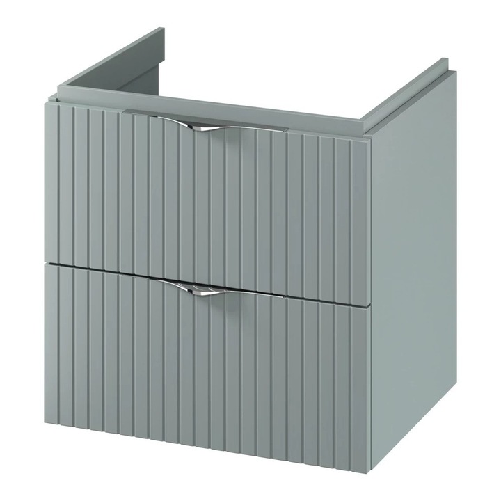 Masca lavoar blat, Cersanit Tirso, 60 cm, Fiord Mat, MDF, suspendat, manere cromate si manere negre, kit asamblare