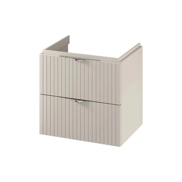Masca lavoar blat, Cersanit Tirso, 60 cm, Casmir Mat, MDF, suspendat, manere cromate si manere negre, kit asamblare