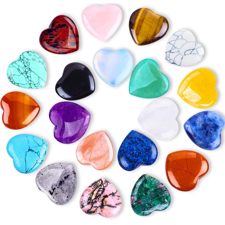 Set 20 Pietre Semipretioase decorative, Multicolor, 20x20x6mm