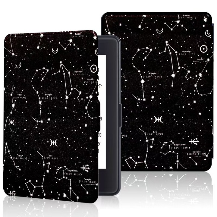 Husa pentru Kindle Paperwhite 2021 6.8 inch, generatia 11, ultra-light, model Numerological Zodiac, constellations