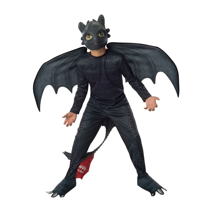 Costum dragon Toothless Night Fury pentru copii, 5-7 ani, 110-122 cm