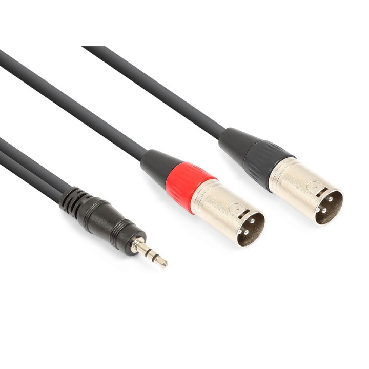 Vonyx CX322-1 sztereo jelkábel (3,5 mm Jack – 2x XLR papa) – (1,5 m)