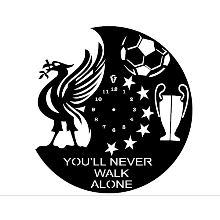 Ceas Liverpool, diametru 32 cm, lemn negru