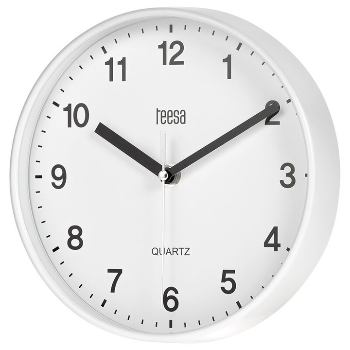 Falióra, kvarc szerkezet, átmérő 20 cm, Fehér, 1 x AA