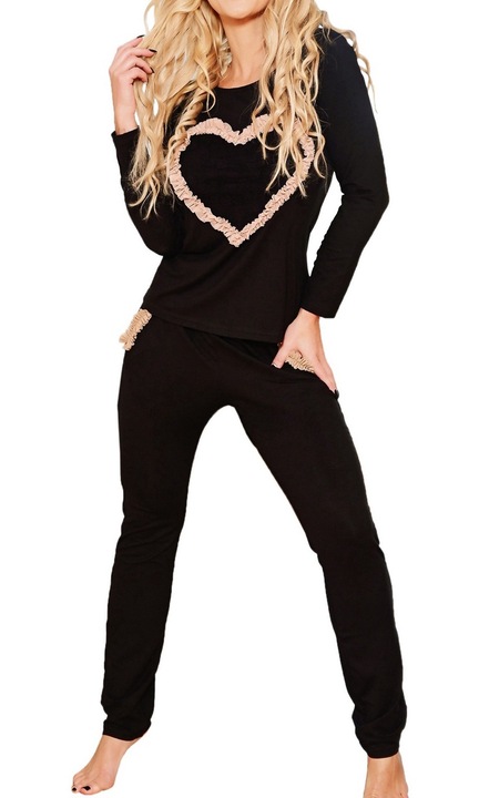 Set pijama din vascoza Kalimo, ROTI, Negru