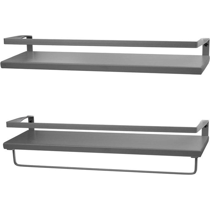 Set 2 rafturi baie bucatarie 40 cm Gri Antracit - Gri Antracit