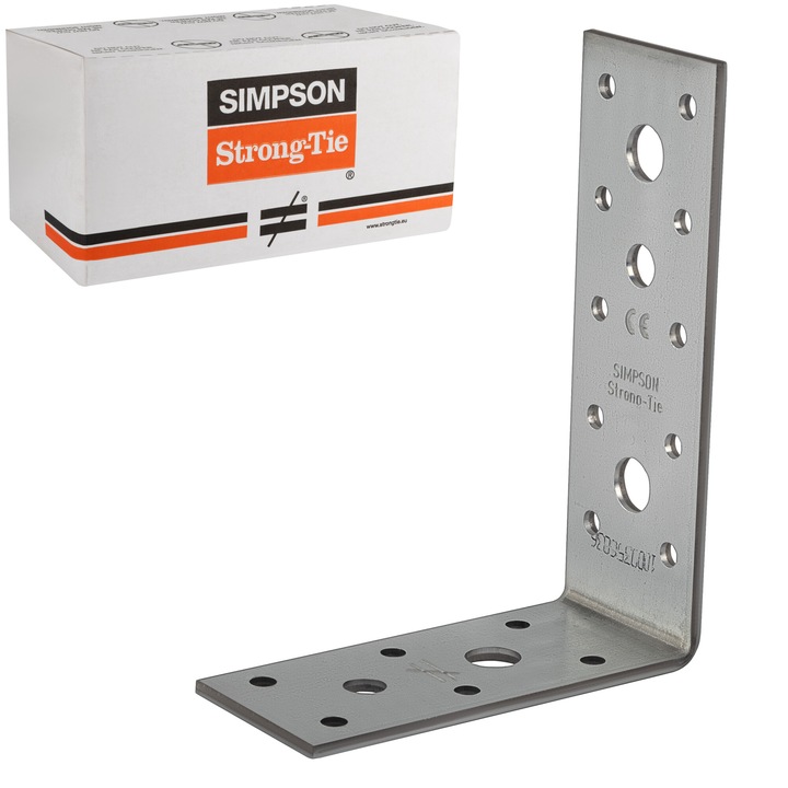 Set 100 Coltar perforat dulgherie 119x91x40 x 3.0mm, pentru lemn si beton, Simpson AG40312