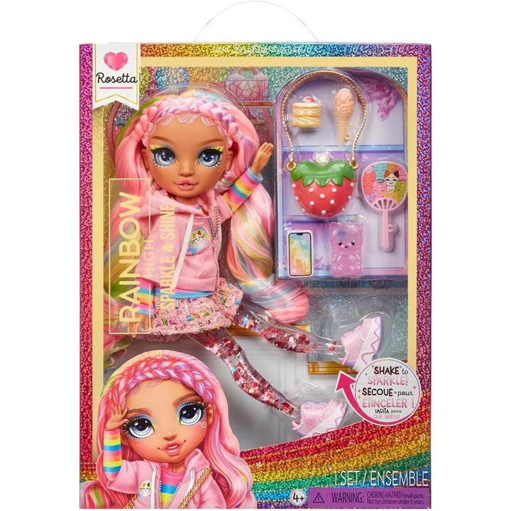 Кукла Rainbow High Sparkle and Shine Doll - Розета (розова) 28 см с течен блясък в краката