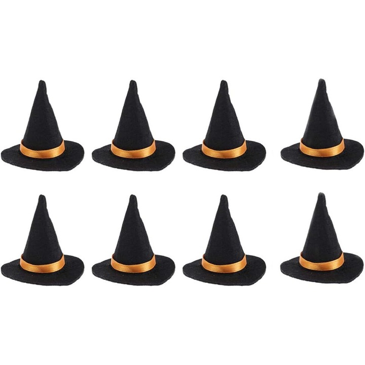 8 darabos boszorkánykalap-készlet Halloweenre, partikellékek, asztaldísz, többszínű