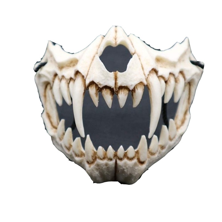 Masca schelet jumatate, design dragon japonez, rasina, reglabila, marime unica