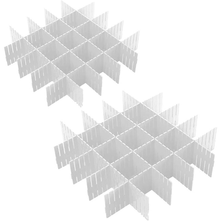 Organizator de sertare, 16 piese, AMRINUGL, alb, 32.7x7cm/24.8x7cm