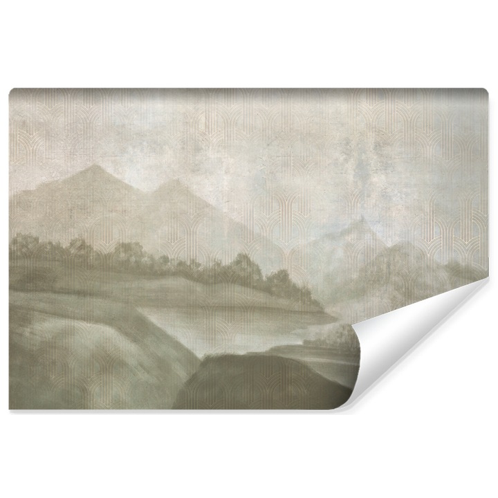 Fototapet Muralo peisaj montan decor natura 3D 400 cm x 280 cm pentru sufragerie bej