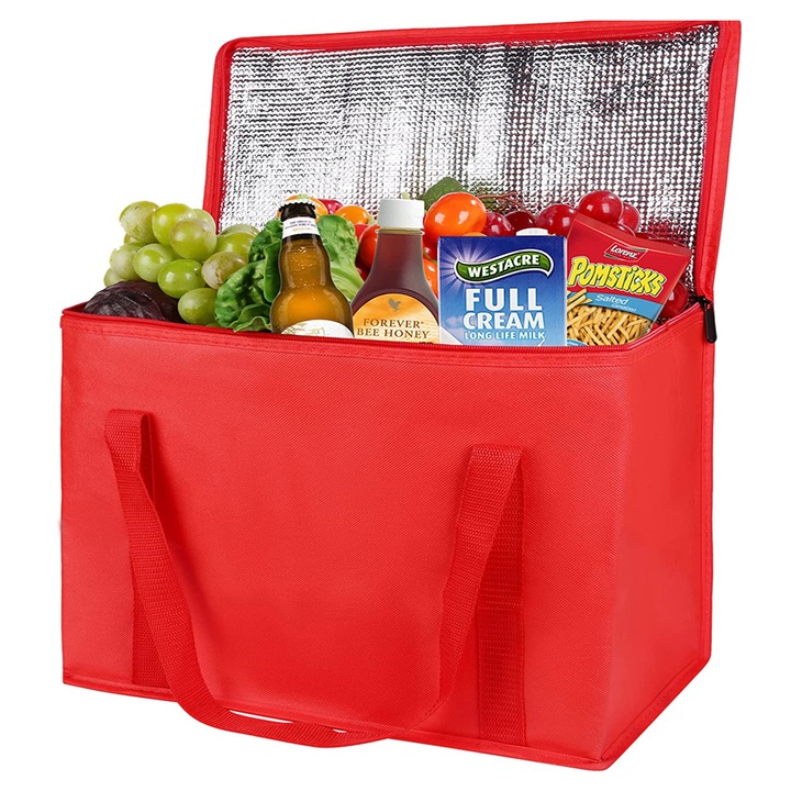 Пазарска чанта, TNEAYWHE, Изолирана, водоустойчива, 30x45см