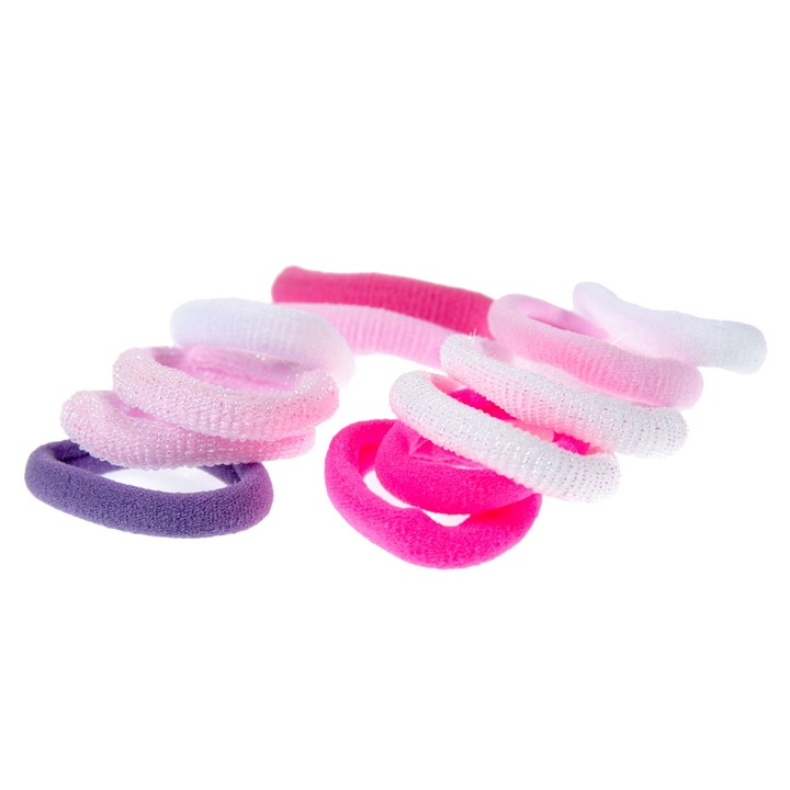 Мини едноцветни ластици за коса от хавлиени материи за деца - 12 бр.