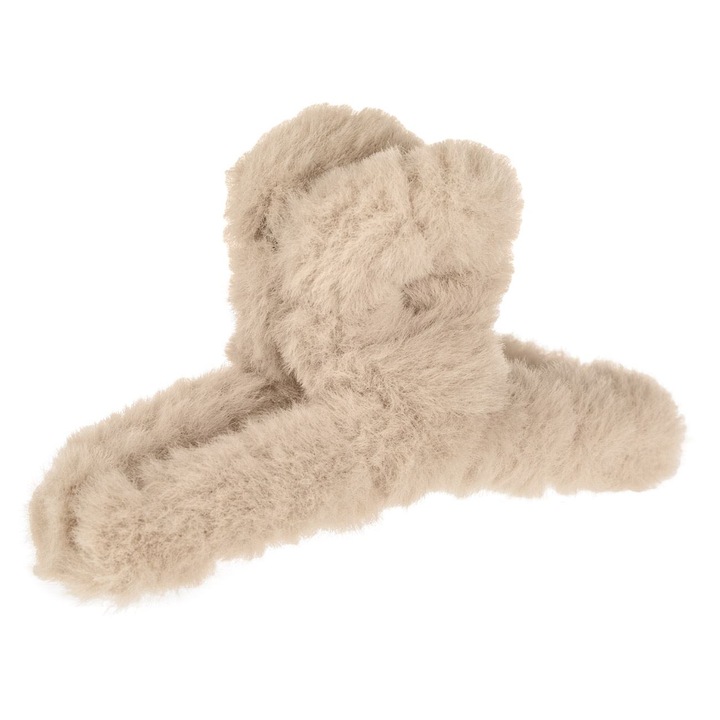 Clama Par, Model Bucla, Imitatie Blana, Bej, 12cm