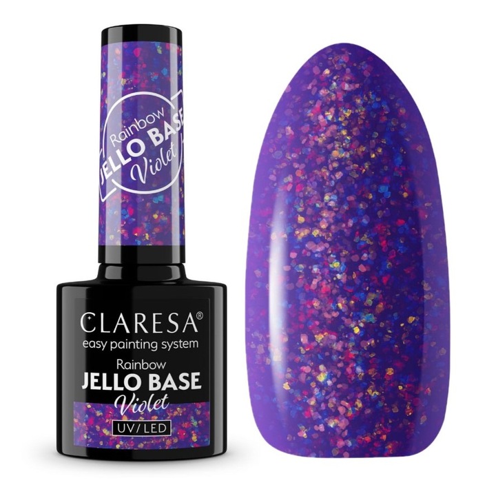 Baza de oja hibrida,Claresa Rainbow Jello, violet cu particule de folie, 5g