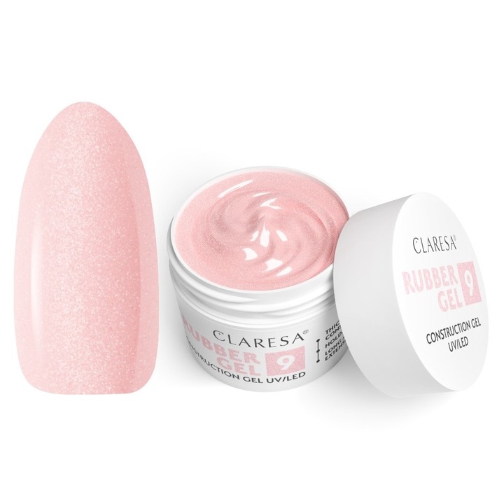Gel de constructie pentru unghii Claresa Rubber Gel 9, nuanta nude, 12g