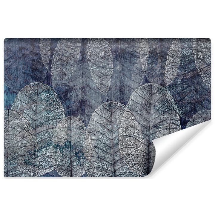 Fototapet Muralo Frunze mari uscate abstracte natura 3D natura 405 cm x 270 cm pe un perete de beton pentru camera de zi