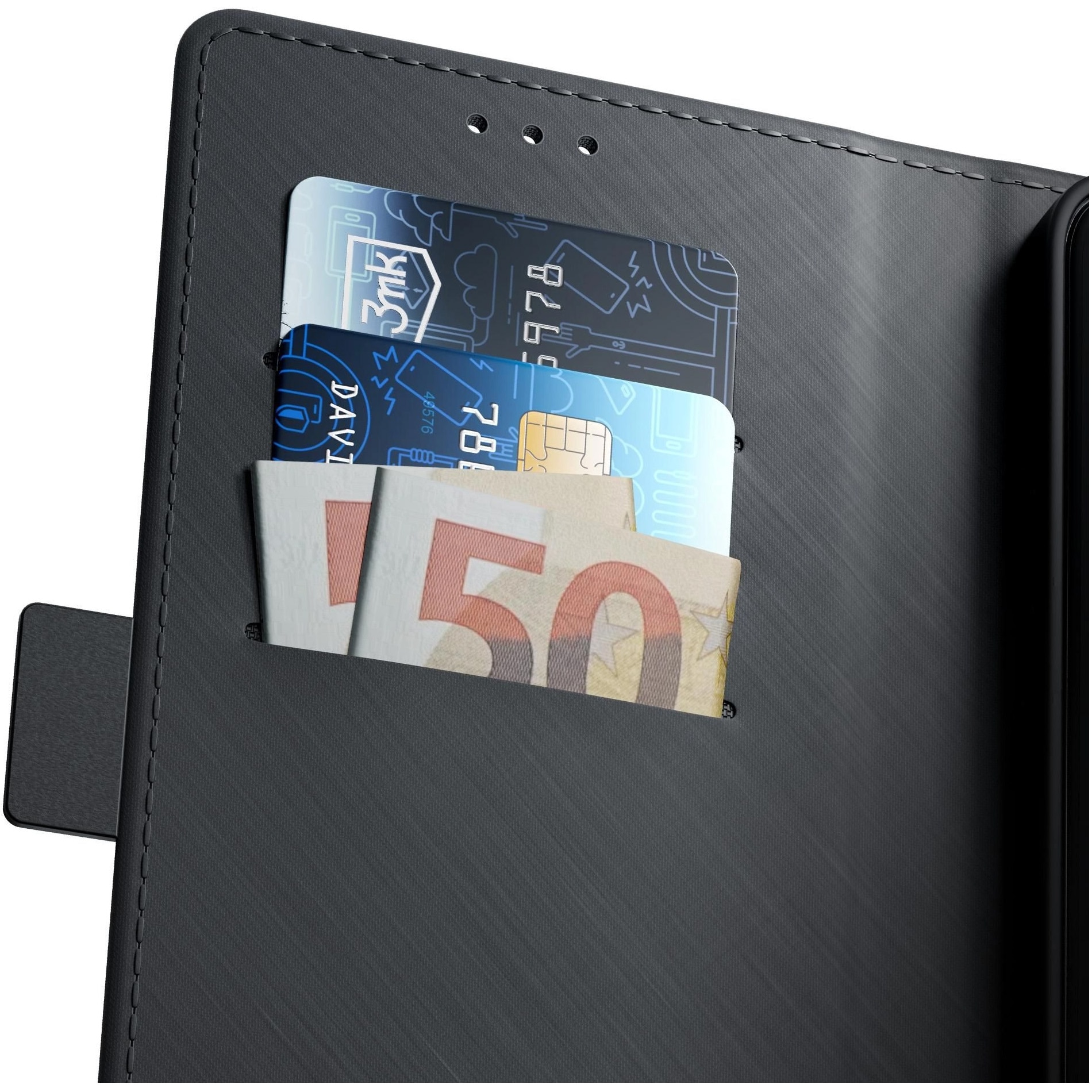 Husa de protectie 3mk Wallet Case pentru iPhone 16, Negru