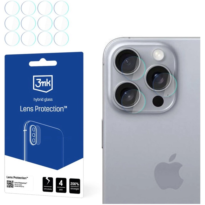 3mk Lens Protection™ kameravédő fólia iPhone 16 Pro Max készülékhez