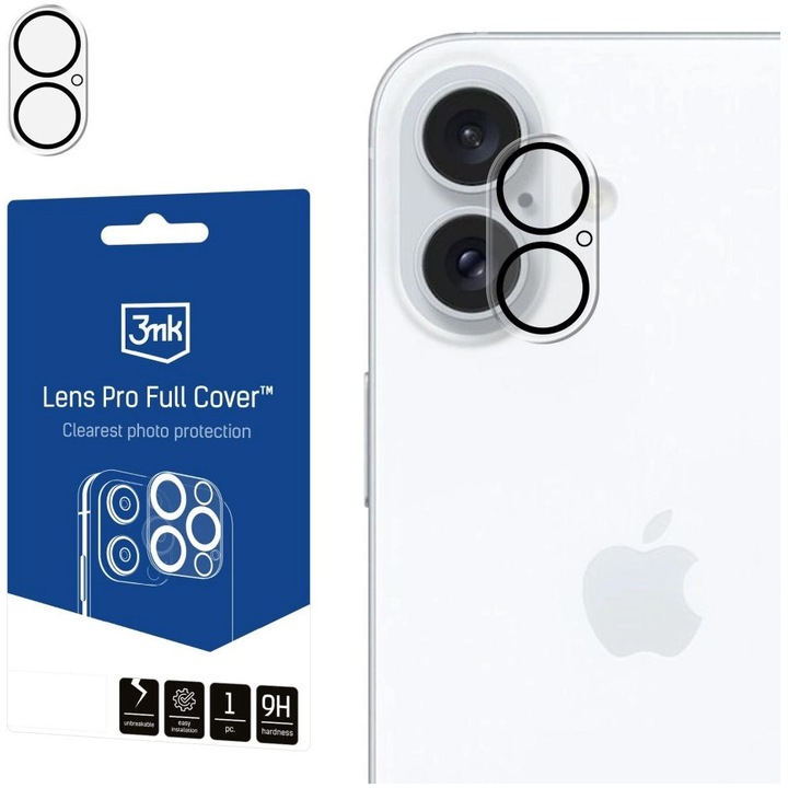 Kameravédő fólia 3mk Lens Protection Pro™, teljes borítás iPhone 16/16 Plus készülékhez