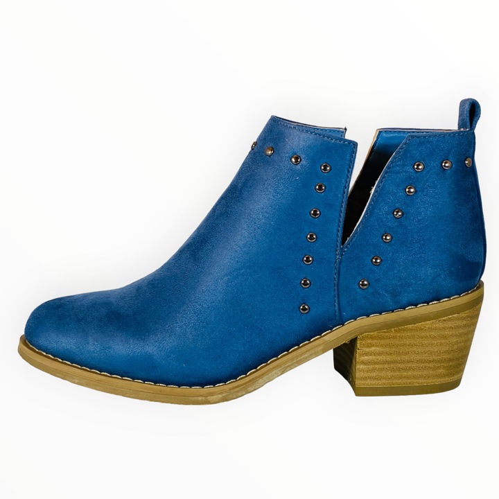 Botine Dama cu Toc Jos Western Pull On XTI Suedette Albastru Marimea 37 EU