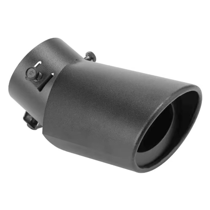 Ornament Toba Esapament curbat din otel inoxidabil, 140x75 mm, Negru, Forma Ovala