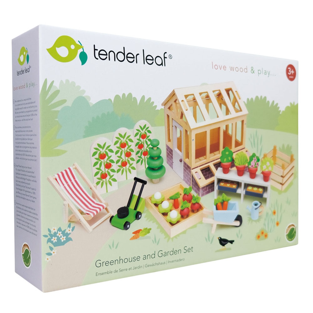 Set de joaca din lemn Tender Leaf Toys - Sera cu gradina