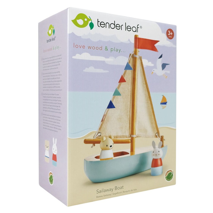 Set de joaca din lemn Tender Leaf Toys - Barca lui Bubble si Squeak