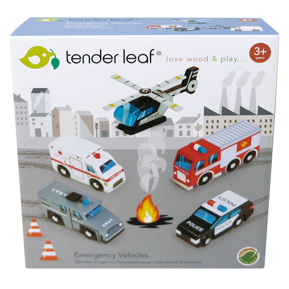 Set de joaca din lemn Tender Leaf Toys - Vehicule de salvare