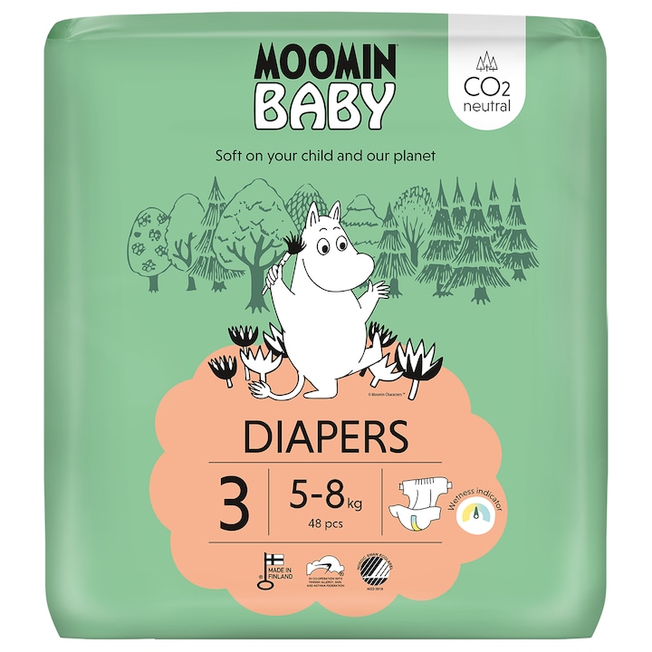 Еко пелени MOOMIN BABY Размер 3 (5-8 кг), 48 бр