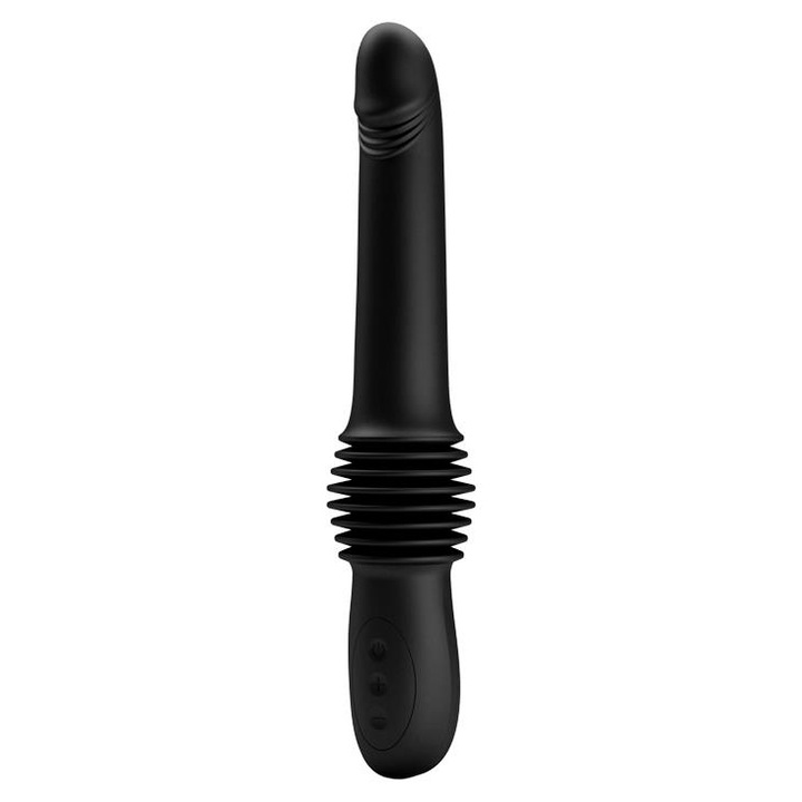Vibrator Pretty Love, realist, functii de impingere, silicon, negru, 292-362x32mm