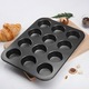 Tava de Copt pentru Briose, Muffin, Mini Quiche si Tarte, Retoo, 12 Forme 6.5x3cm, din INOX, 35x26.5cm, Strat Antiaderent, Grafit