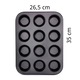 Tava de Copt pentru Briose, Muffin, Mini Quiche si Tarte, Retoo, 12 Forme 6.5x3cm, din INOX, 35x26.5cm, Strat Antiaderent, Grafit