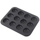 Tava de Copt pentru Briose, Muffin, Mini Quiche si Tarte, Retoo, 12 Forme 6.5x3cm, din INOX, 35x26.5cm, Strat Antiaderent, Grafit