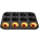 Tava de Copt pentru Briose, Muffin, Mini Quiche si Tarte, Retoo, 12 Forme 6.5x3cm, din INOX, 35x26.5cm, Strat Antiaderent, Grafit