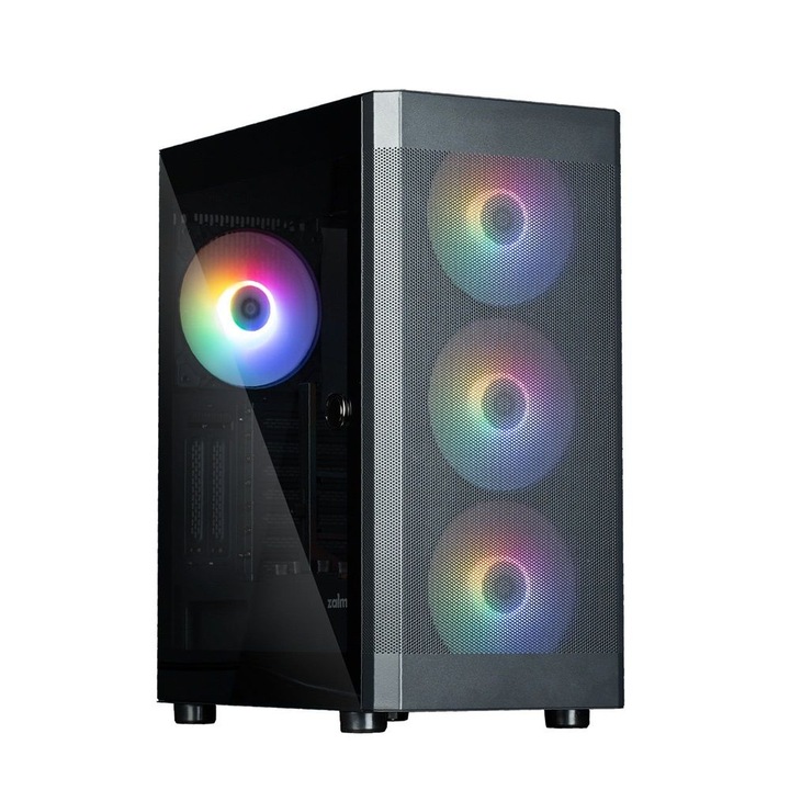 Кутия за настолен компютър Middle Tower Zalman i4 TG, RGB, черен