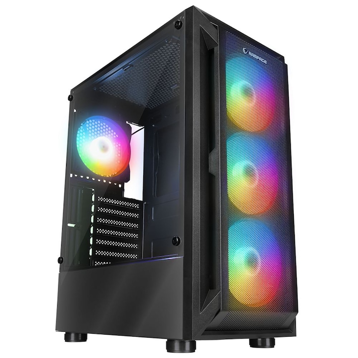 Carcasa Thermaltake S200 Tempered Glass, iluminare aRGB, Negru